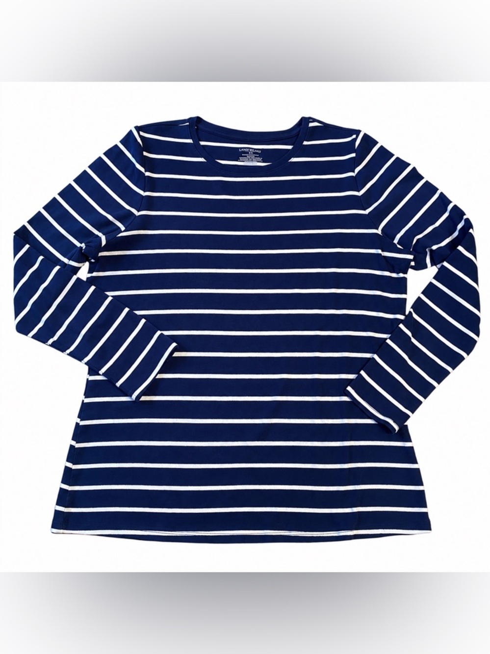 Lane Bryant Navy/white Stripe Sz 18/20 Cotton Blend Knit Top Nautical